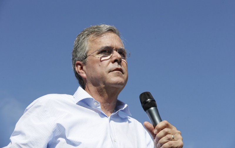 Jeb Bush speaks at the Iowa State Fair CREDIT: AP PHOTO/CHARLIE NEIBERGALL