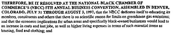 A portion of NBCC’s “Resolution on Global Climate Change.” CREDIT: Screenshot