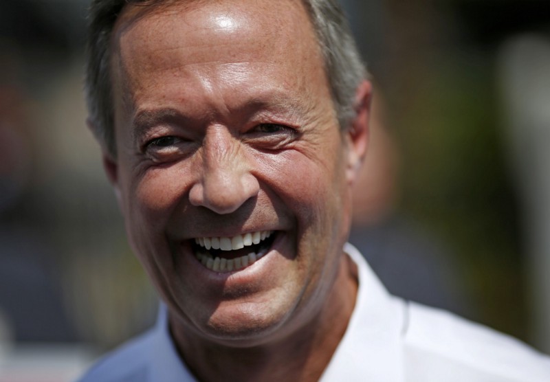 Democratic presidential candidate, former Maryland Gov. Martin O’Malley, speaks at a news conference in front of the Trump International hotel, Wednesday, Aug. 19, 2015, in Las Vegas. CREDIT: AP PHOTO/JOHN LOCHER