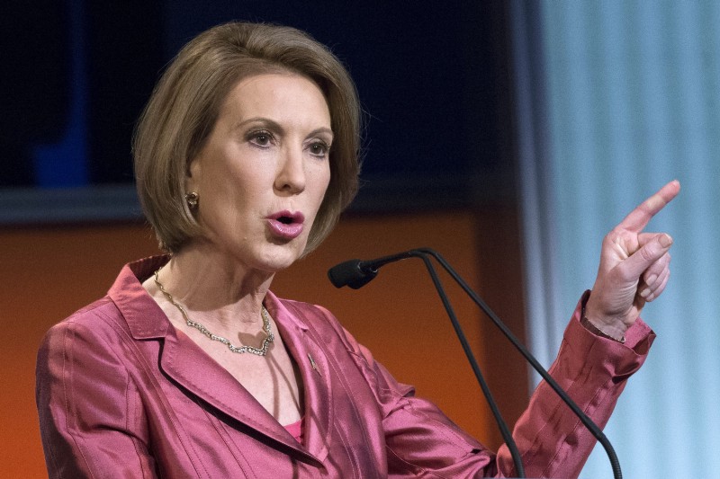 Republican presidential candidate Carly Fiorina at the pre-debate forum CREDIT: AP PHOTO/JOHN MINCHILLO