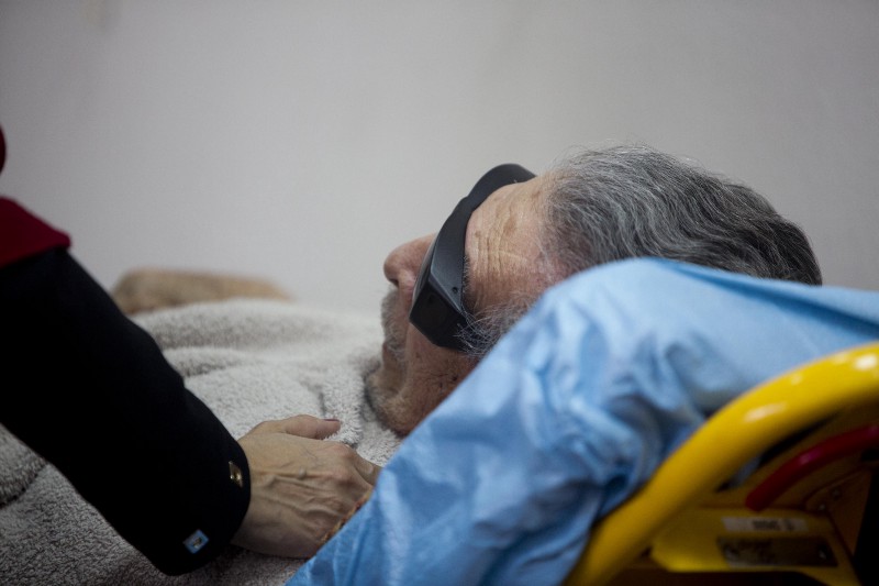 Guatemala’s former dictator Efrain Rios Montt was wheeled out of court on a stretcher as he’s comforted by his daughter Zury Rios Sosa after he faced charges of genocide and crimes against humanity in Guatemala City, Guatemala in January. CREDIT: AP/MOISES CASTILLO