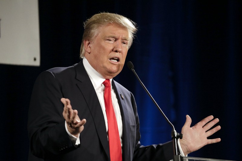 Republican presidential candidate Donald Trump speaks at the National Federation of Republican Assemblies on Saturday, Aug. 29, 2015, in Nashville, Tenn. CREDIT: AP PHOTO/MARK HUMPHREY