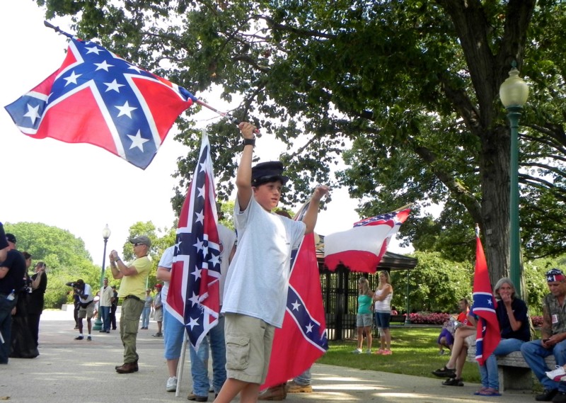 11-year-old Andrew came with his family from Massachusetts to participate in Saturday’s Confederate flag rally. CREDIT: ALICE OLLSTEIN
