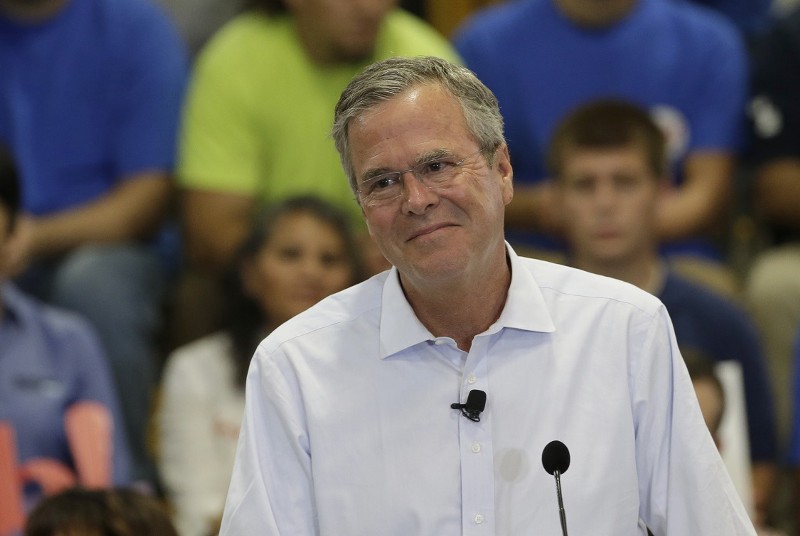Republican presidential candidate, former Florida Gov. Jeb Bush, details his tax reform plan in a speech at Morris & Associates in Garner, N.C. CREDIT: AP PHOTO/GERRY BROOME