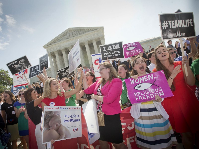 Hobby Lobby supporters rejoice after Supreme Court decision CREDIT: ASSOCIATED PRESS/PABLO MARTINEZ MONSIVAIS