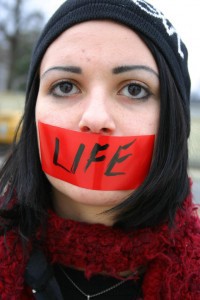 A woman at a pro-life march in Chicago. CREDIT: Flickr/Elvert Barnes