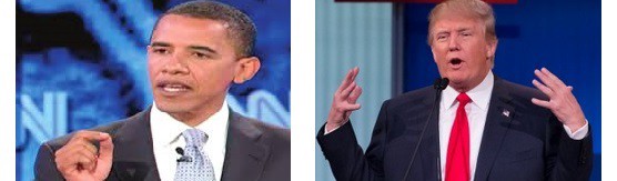 Obama’s “precision-grip” gesture vs. Trump’s “big hands” gesture. CREDIT: AP Photo
