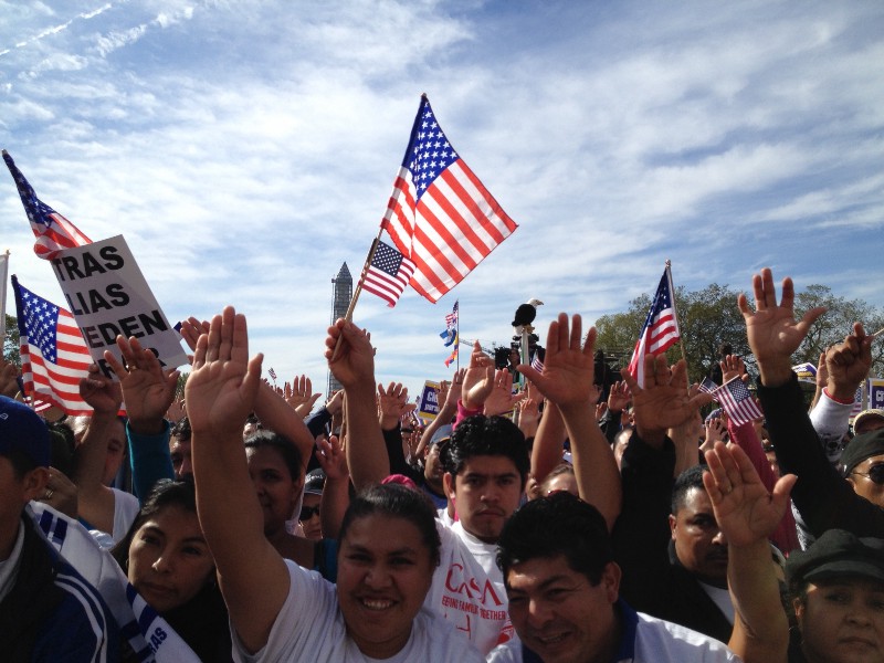 Immigrants and advocates hold a rally in Washington, D.C. in October 2013 CREDIT: ESTHER YU HSI LEE