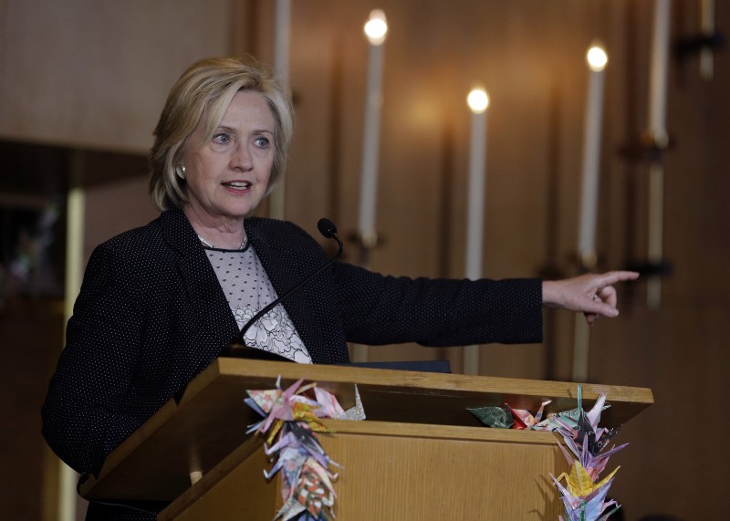Democratic presidential candidate Hillary Rodham Clinton speaks during a campaign stop at Christ the King United Church of Christ, Tuesday, June 23, 2015, in Florissant, Mo. CREDIT: AP PHOTO/JEFF ROBERSON