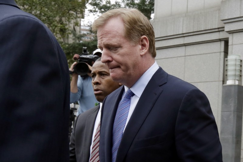 NFL Commissioner Roger Goodell leaves Federal court in New York, Monday, Aug. 31, 2015. CREDIT: AP PHOTO/RICHARD DREW