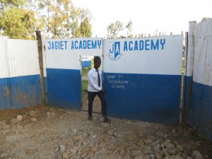 A schoolboy leaves the Jagiet Academy in Nairobi, Kenya after attending a workshop on preventing sexual violence. CREDIT: Beenish Ahmed