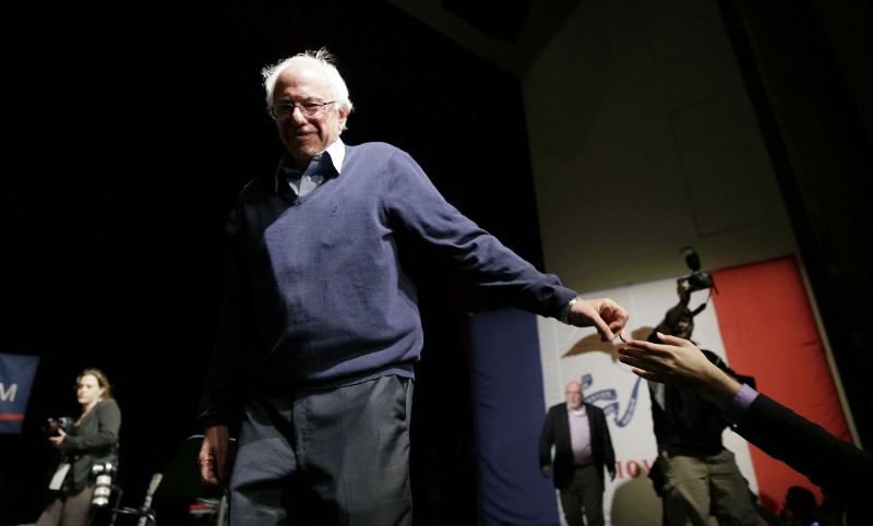 Democratic presidential candidate, Sen. Bernie Sanders, I-Vt., greets audience members during a concert hosted by his campaign, Friday, Oct. 23, 2015, in Davenport, Iowa. (AP Photo/Charlie Neibergall) CREDIT: AP PHOTO/CHARLIE NEIBERGALL