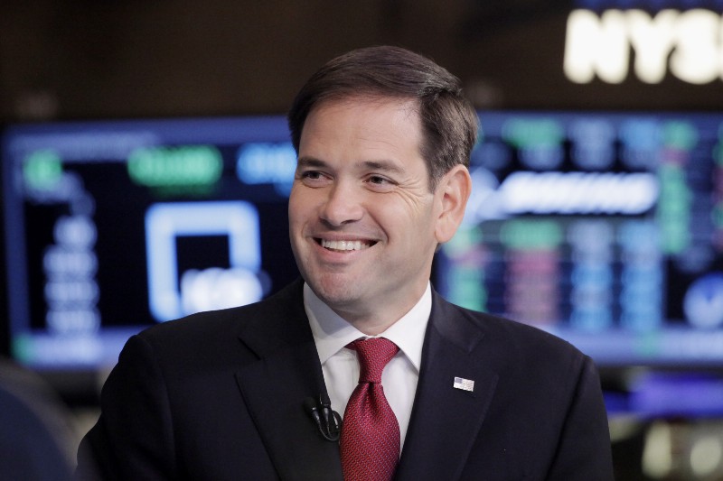 Republican presidential candidate, Sen. Marco Rubio, R-Fla., smiles during an interview with CNBC correspondent John Harwood at the New York Stock Exchange in New York, Monday, Oct. 5, 2015. CREDIT: AP PHOTO/MARK LENNIHAN