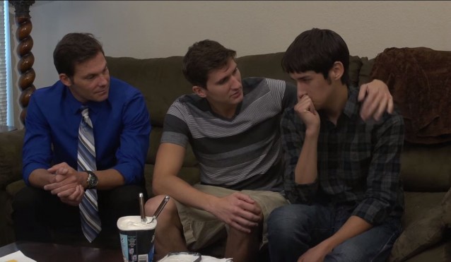Brock and Caelan comfort the heartbroken Kevin. CREDIT: YouTube/Recently Straight