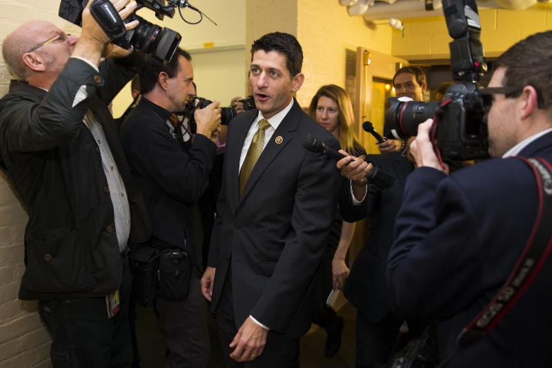 Rep. Paul Ryan (R-WI) arriving for a House Republican conference meeting CREDIT: AP PHOTO/EVAN VUCCI