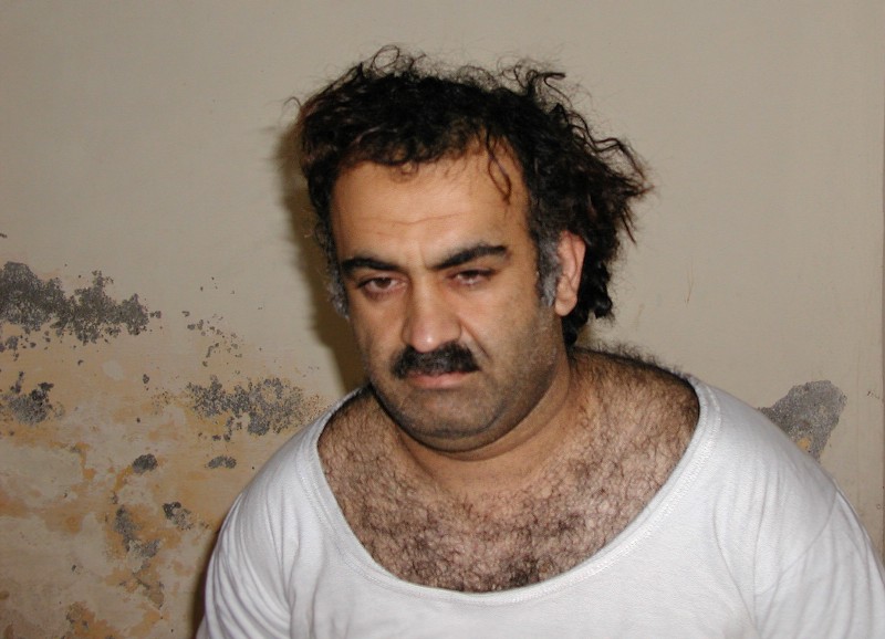 This March 1, 2003, file photo obtained by the Associated Press shows Khalid Sheikh Mohammed, the alleged Sept. 11 mastermind, shortly after his capture during a raid in Pakistan. CREDIT: AP PHOTO
