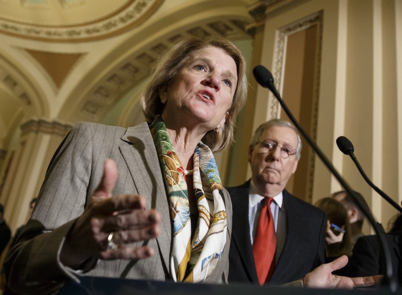 Sen. Shelley Moore Capito, (R-WV) and Senate Majority Leader Mitch McConnell (R-KY) have both come out strongly against the Clean Power Plan. CREDIT: P PHOTO/J. SCOTT APPLEWHITE, FILE