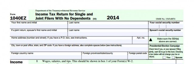 CREDIT: Internal Revenue Service Form 1040EZ