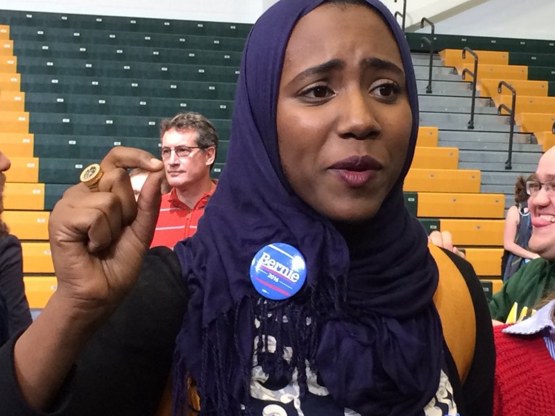 George Mason University senior Remaz Abdelgader tells ThinkProgress how anti-Muslim comments from Carson and Trump make her feel. CREDIT: Alice Ollstein