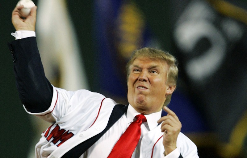 Republican presidential candidate Donald Trump has opinions about sports teams. CREDIT: AP PHOTO/CHARLES KRUPA