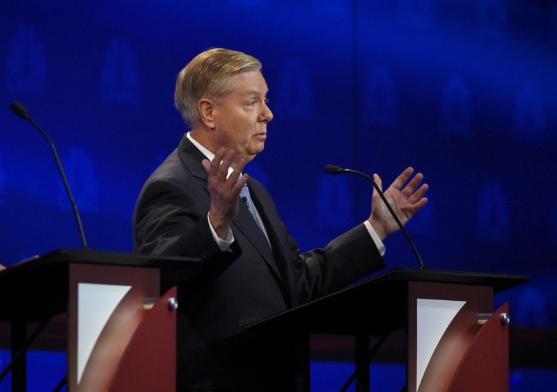 Lindsey Graham speaks during the CNBC Republican presidential debate at the University of Colorado, Wednesday, Oct. 28, 2015, in Boulder, Colo. CREDIT: AP PHOTO/MARK J. TERRILL