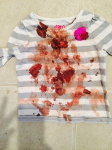 A bloody shirt worn by a child who was told to “drink lots of water” at an immigration detention facility in Pennsylvania. CREDIT: Carol Anne Donohue