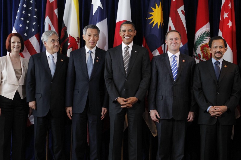 President Obama with foreign leaders at a 2010 meeting about the recently-completed trade treaty CREDIT: AP PHOTO/CHARLES DHARAPAK