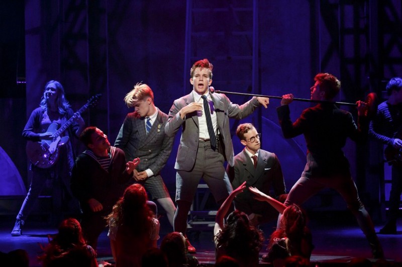 Austin P. McKenzie as Melchior with the cast of “Spring Awakening.” CREDIT: Joan Marcus