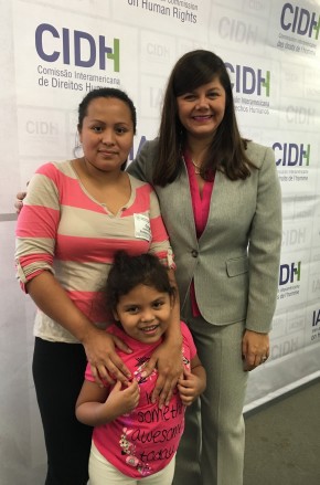 Cristina Quintanilla with her daughter, Alexa, and Paula Avila-Guillen at Monday’s Inter-American Commission on Human Rights hearing. CREDIT: Center for Reproductive Rights