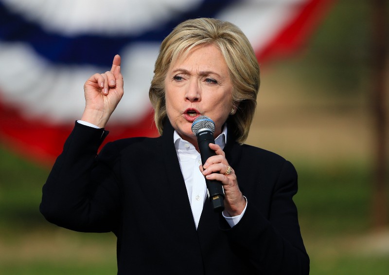Democratic presidential candidate Hillary Rodham Clinton speaks Wednesday, Oct. 7, 2015, during a campaign stop at the Westfair Amphitheater in Council Bluffs, Iowa. CREDIT: AP PHOTO/NATI HARNIK