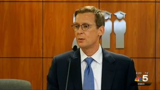 District 211 Superintendend Dan Cates promising to continue discriminating against the student. CREDIT: NBC 5 CHICAGO/SCREENSHOT