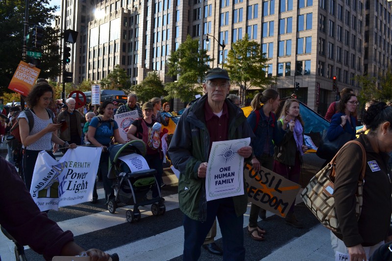 Protesters marching from the American Petroleum Institute to Freedom Plaza CREDIT: JESS COLAROSSI