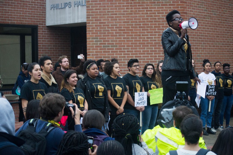Ithaca College students stage a walk-out. CREDIT: EMMA RIZZO
