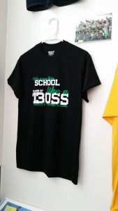 Principal Maziarz has seniors create their own T-shirts to celebrate school pride. CREDIT: Casey Quinlan