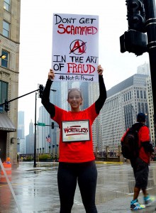 Ami Schneider at the Illinois Institute of Art-Chicago protest. CREDIT: Craig Hammond