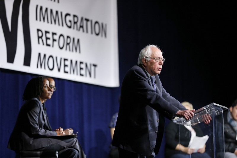Democratic presidential candidate Sen. Bernie Sanders, I-Vt., speaks at the Fair Immigration Reform Movement presidential candidate forum Monday, Nov. 9, 2015, in Las Vegas. CREDIT: AP PHOTO/JOHN LOCHER