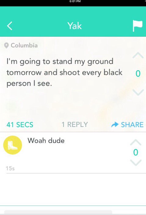 CREDIT: Screenshot of YikYak