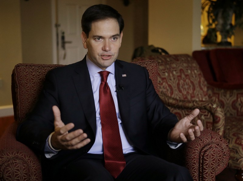 Republican presidential candidate Sen. Marco Rubio, R- Fla., speaks during an interview with the Associated Press in Orlando, Fla., Friday, Nov. 13, 2015. As Rubio campaigns for the Republican presidential nomination, hes pledging to bring generational change to Washington. Yet Rubios policy toward Cuba looks like a step into the past. As president, he says, hed reinstate a half-century-old diplomatic freeze that failed to unseat the communist government on the island where his parents were born. (AP Photo/John Raoux) CREDIT: AP PHOTO/JOHN RAOUX