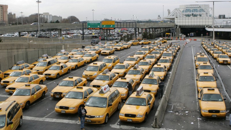 Under Mayor Bloomberg, New York City’s cab fleet was mandated to go hybrid. Transportation is a large component of urban carbon footprints. CREDIT: AP PHOTO/FRANK FRANKLIN II