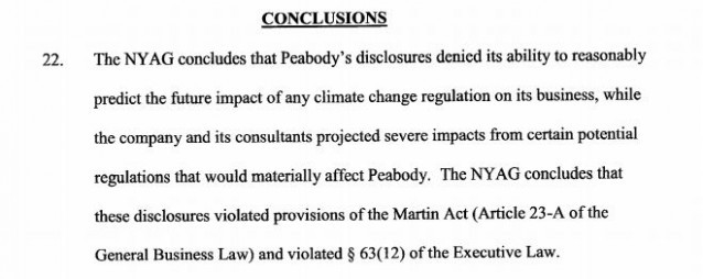 New York’s attorney general found that Peabody Energy misled investors about the risks of climate change regulation on its business. CREDIT: Screenshot/ag.ny.gov