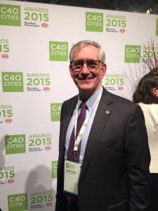 Portland, Oregon mayor Charlie Hales at the C40 Awards ceremony in Paris. CREDIT: Natasha Geiling/ThinkProgress