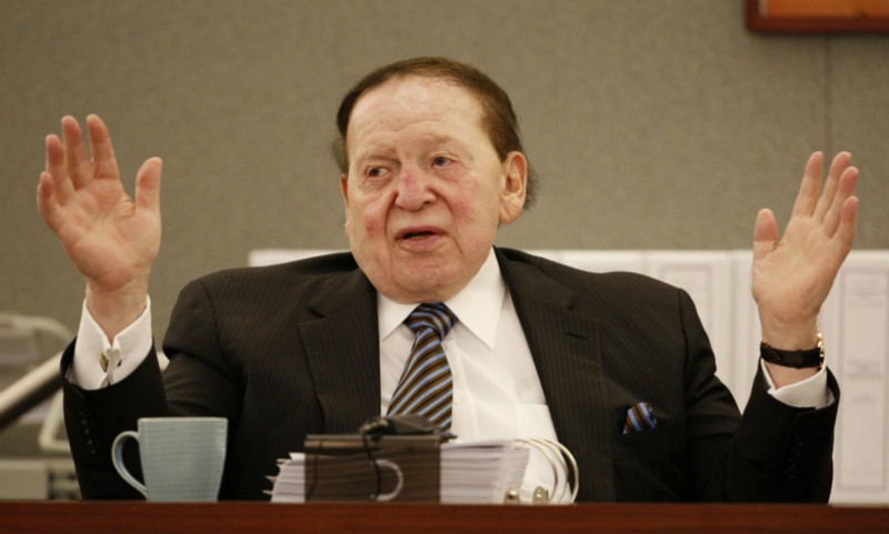 Sheldon Adelson, testifying in a May 2015 lawsuit hearing CREDIT: AP PHOTO/JOHN LOCHER