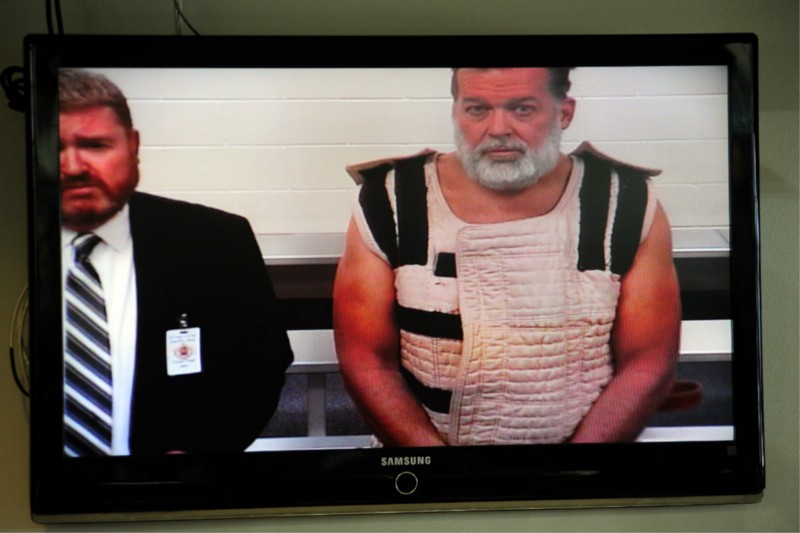 Robert Lewis Dear, appearing before a judge via video on Monday. CREDIT: DANIEL OWEN/THE GAZETTE VIA AP, POOL