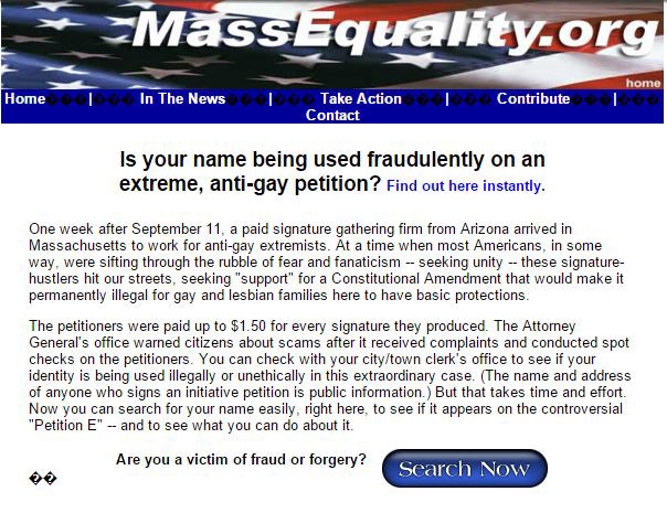 CREDIT: Screenshot of the Campaign for Equality’s search website