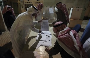 Saudi electoral workers prepare to count ballots after the country’s municipal elections in Riyadh, Saudi Arabia, Saturday, Dec. 12, 2015. CREDIT: AP Photo/Khalid Mohammed