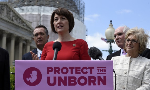Rep. Cathy McMorris Rodgers speaks during a news conference on the Pain-Capable Unborn Child Protection Act on Capitol Hill in Washington in May. CREDIT: AP Photo, Susan Walsh