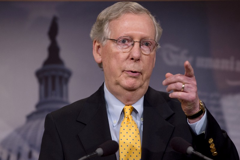 Senate Majority Leader Mitch McConnell speaks during a news conference on Capitol Hill in Washington CREDIT: AP PHOTO/JACQUELYN MARTIN