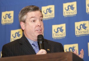 John A. Fry speaks to the media at Drexel University on Wednesday, March 10, 2010. CREDIT: Mark Stehle, AP