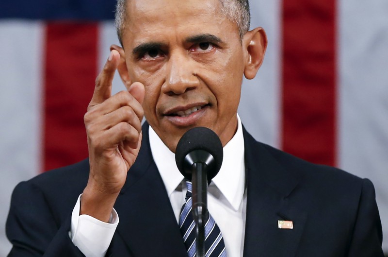President Barack Obama delivers his State of the Union address before a joint session of Congress on Capitol Hill in Washington, Tuesday, Jan. 12, 2016. During the speech, he suggested he will go after larger coal royalties for public land leases. CREDIT: AP PHOTO/EVAN VUCCI, POOL