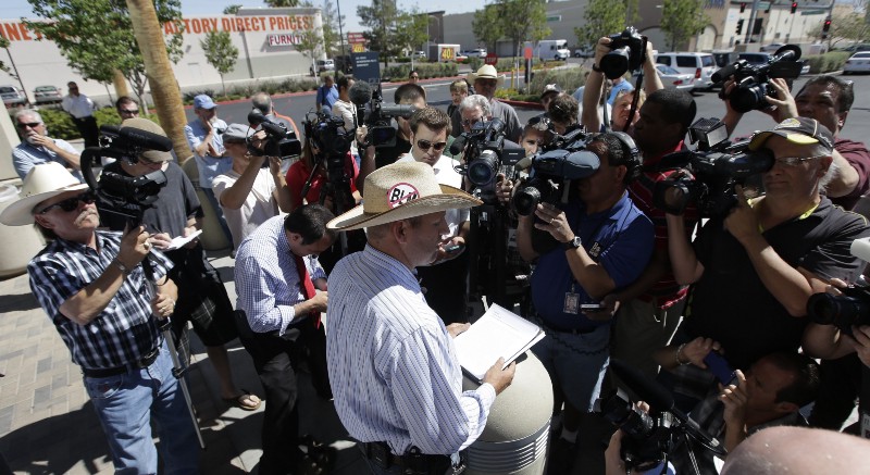 Ammon Bundy, who is leading a small cadre of armed men in seizing a U.S. Fish and Wildlife facility near Burns, Oregon, pictured speaking to reporters in Nevada in 2014. CREDIT: (AP PHOTO/CHRIS CARLSON)